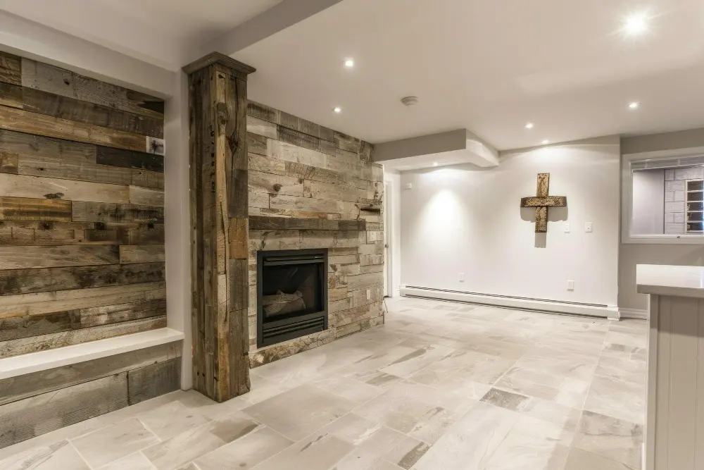 Completed basement remodeling project